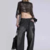 Schwarze XL Colossus Jeans mit erhabener Stickerei