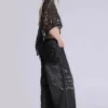 Schwarze XL Colossus Jeans mit erhabener Stickerei