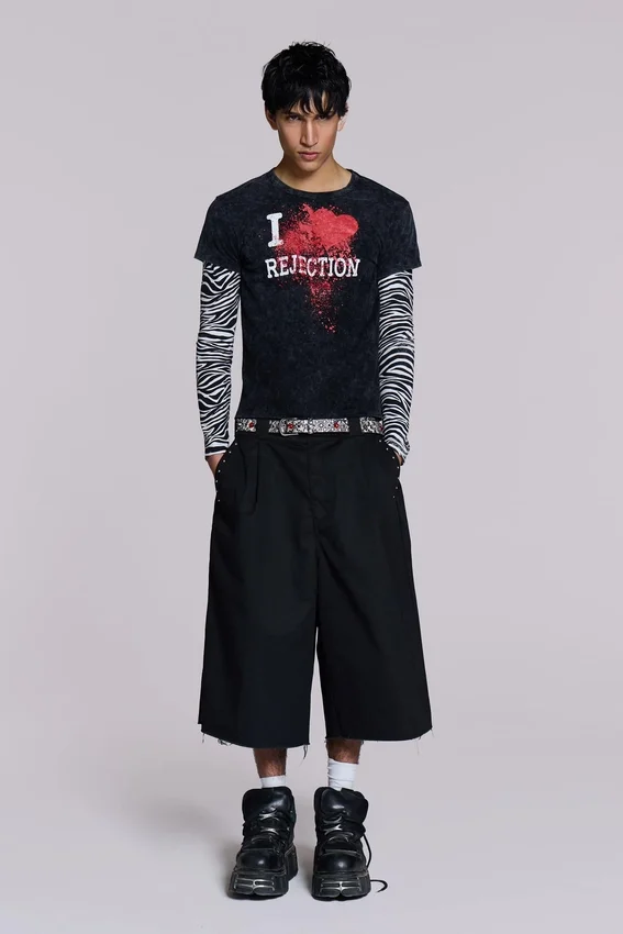 Schwarze XL-Goliath-Baggy-Shorts mit Nieten