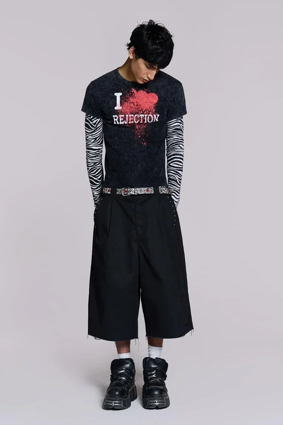Schwarze XL-Goliath-Baggy-Shorts mit Nieten