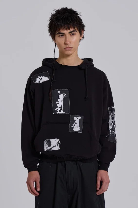 Schwarzer Devoted Patch-Hoodie