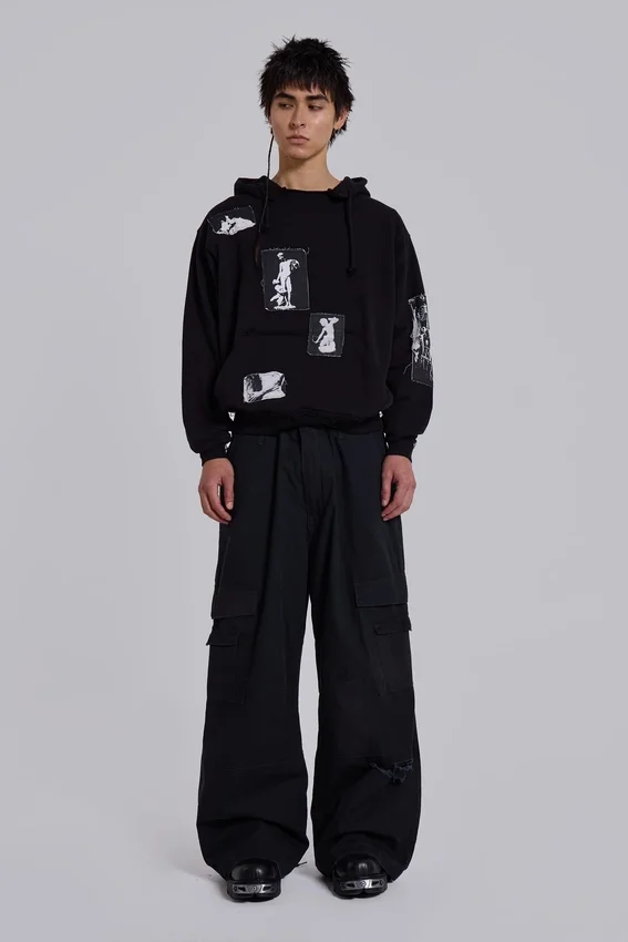 Schwarzer Devoted Patch-Hoodie