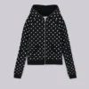 Schwarzer Hoodie mit Polka-Dots