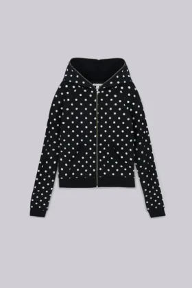 Schwarzer Hoodie mit Polka-Dots