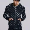 Schwarzer Hoodie mit Polka-Dots