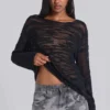 Schwarzer Stray-Strickpullover