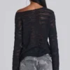 Schwarzer Stray-Strickpullover