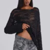Schwarzer Stray-Strickpullover