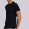 Schwarzes „Mist“-T-Shirt mit Nieten