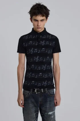 Schwarzes „Riff“-Poloshirt