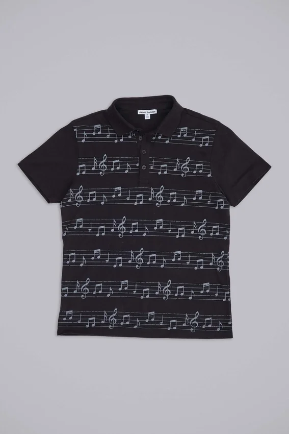 Schwarzes „Riff“-Poloshirt