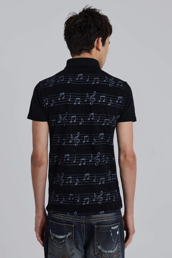 Schwarzes „Riff“-Poloshirt