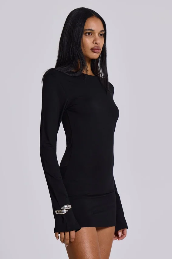 Schwarzes „Wings“-Mesh-Kleid
