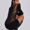 Schwarzes „Wings“-Mesh-Kleid
