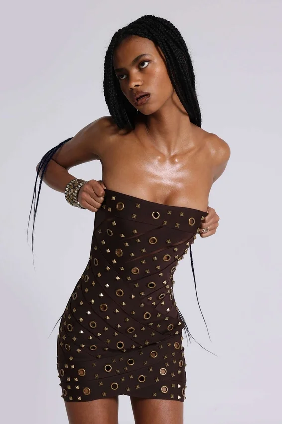 Serena Bandage-Kleid mit Nieten