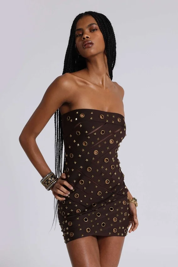 Serena Bandage-Kleid mit Nieten