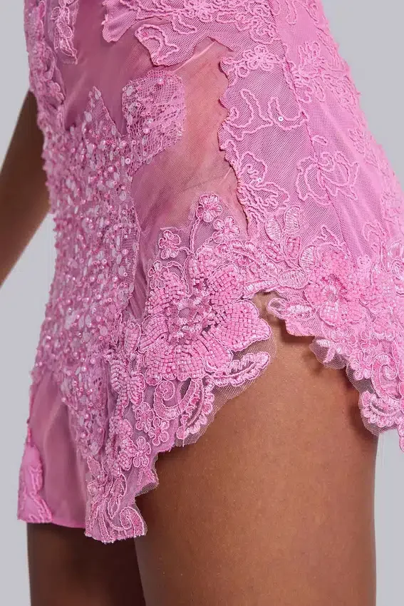 Shadea Minikleid aus Applikationsspitze in Rosa