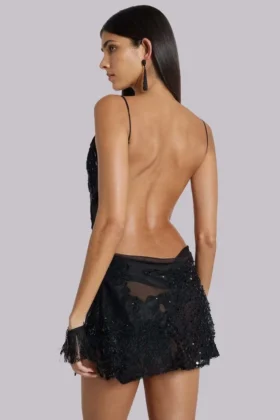 Shadea Minikleid mit Spitzenapplikation in Schwarz
