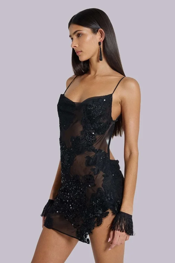 Shadea Minikleid mit Spitzenapplikation in Schwarz