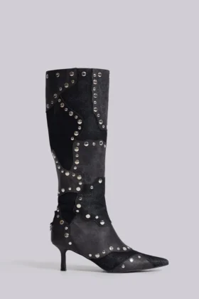 „Shadow“ Nieten-Kniehohe Stiefel