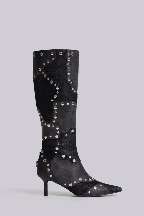 „Shadow“ Nieten-Kniehohe Stiefel