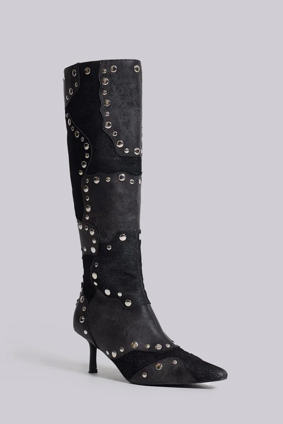 „Shadow“ Nieten-Kniehohe Stiefel