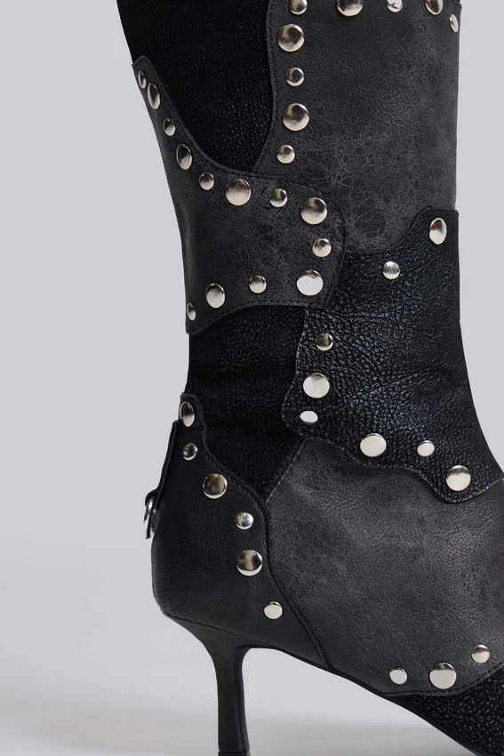 „Shadow“ Nieten-Kniehohe Stiefel