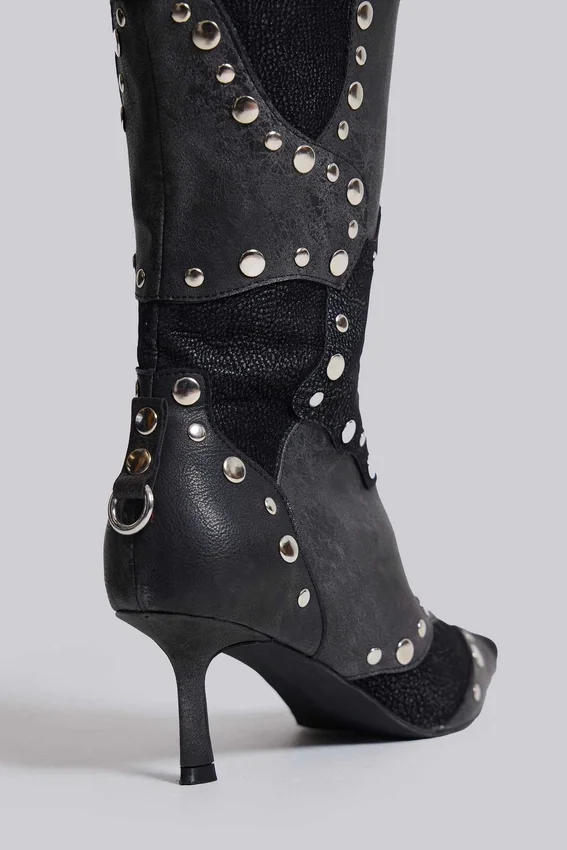 „Shadow“ Nieten-Kniehohe Stiefel
