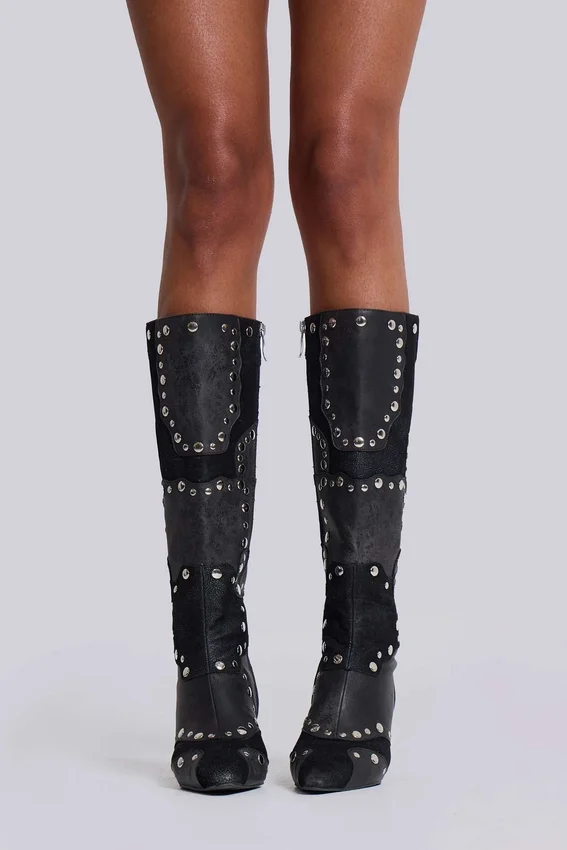 „Shadow“ Nieten-Kniehohe Stiefel