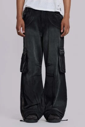Sonnenverblasste schwarze Trooper-Cargohose