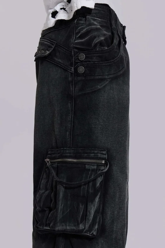 Sonnenverblasste schwarze Trooper-Cargohose