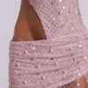 Stellar asymmetrisches, handperlbesticktes Maxikleid in Pink