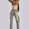 Strap-Up-Jeans in Stonewash