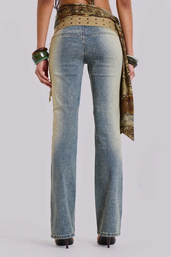 Strap-Up-Jeans in Stonewash