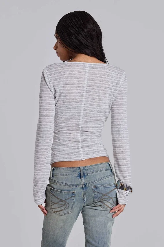 „Stripe Mist“ Henley-Oberteil