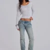 „Stripe Mist“ Henley-Oberteil