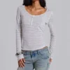 „Stripe Mist“ Henley-Oberteil