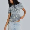 T-Shirt mit Totenkopf-Camouflage-Print