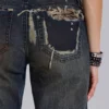 Tori-Jeans mit Low-Rise-Schnitt, Bootcut und Distressed-Effekt aus Spitze