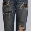 Tori-Jeans mit Low-Rise-Schnitt, Bootcut und Distressed-Effekt aus Spitze