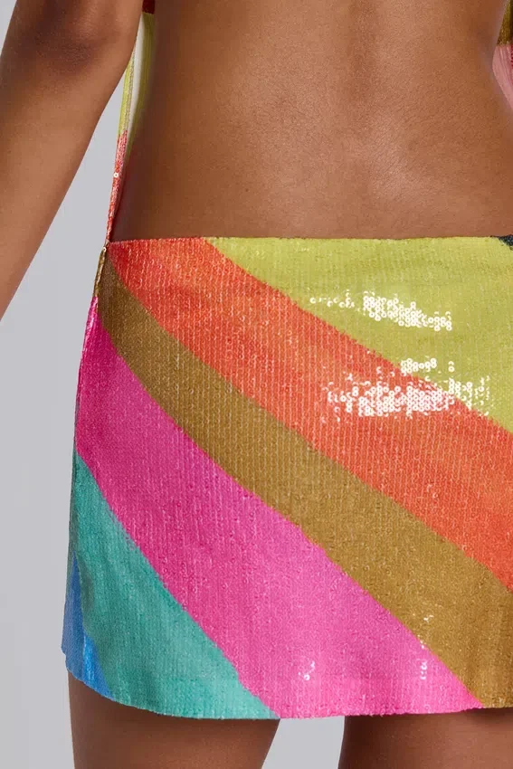 Toryn rückenfreies Mini-Kleid mit Streifen und Pailletten