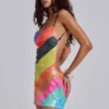 Toryn rückenfreies Mini-Kleid mit Streifen und Pailletten