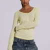 Transparentes Henley-Oberteil in Buttercup