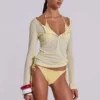 Transparentes Henley-Oberteil in Buttercup