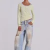 Transparentes Henley-Oberteil in Buttercup