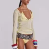 Transparentes Henley-Oberteil in Buttercup