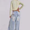 Transparentes Henley-Oberteil in Buttercup