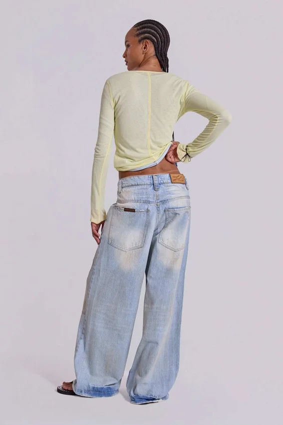 Transparentes Henley-Oberteil in Buttercup