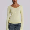 Transparentes Henley-Oberteil in Buttercup