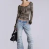 Transparentes Henley-Oberteil in „Stripe“